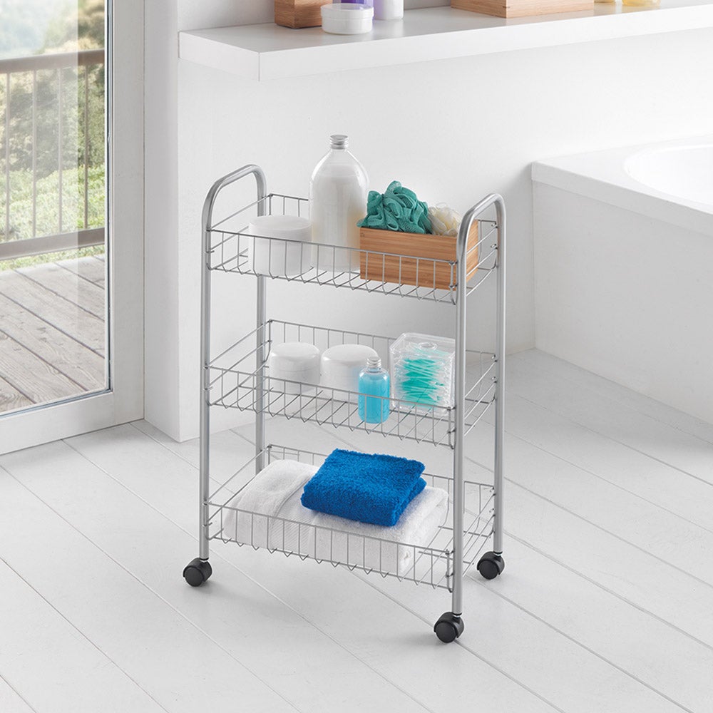Chariot à roulettes avec 3 étagères en acier avec Polytherm argent Lugano - 2