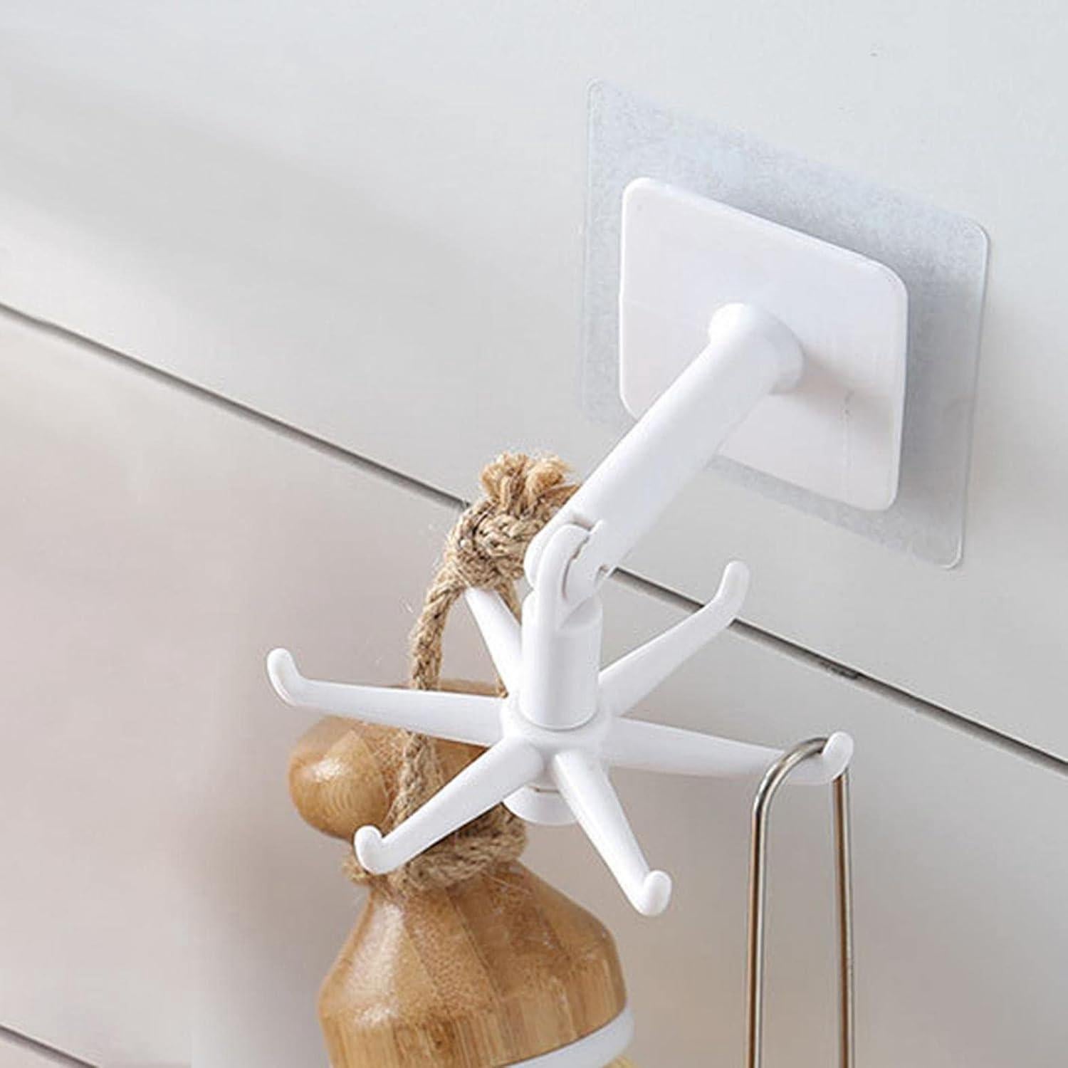 DEPAOTLUX Lot De 2 Porte-Ustensiles Cuisine Rotatif 360° Avec 8 Crochets - Organiseur Mural Gris Pour Cuisine Et Salle De Bain