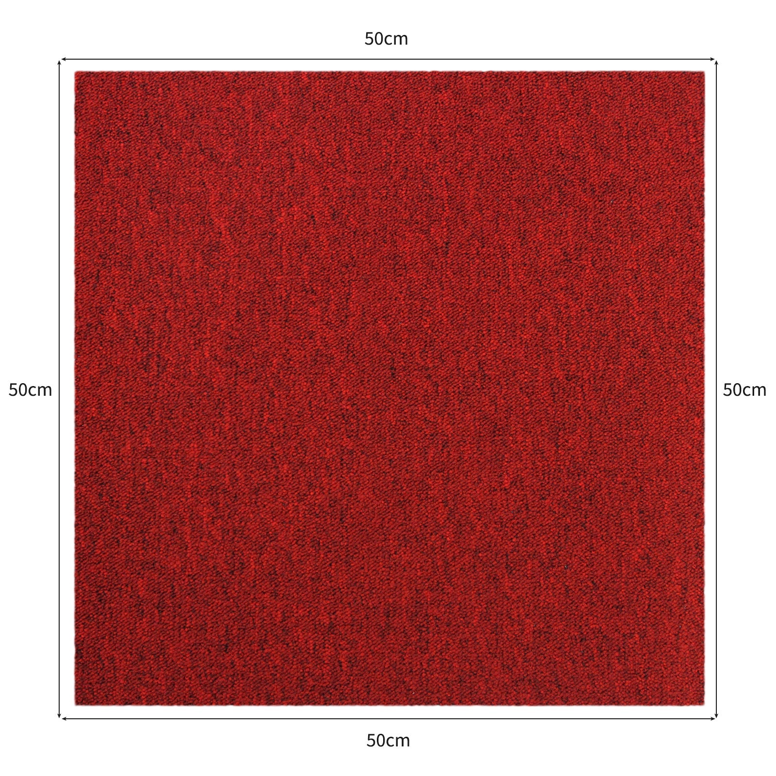 Dalle de Moquette Ultra-Résistant Couleur Rouge pour Usage Professionnel, Paquet de 20 Dalles de 50cm x 50cm (Superficie - 5
