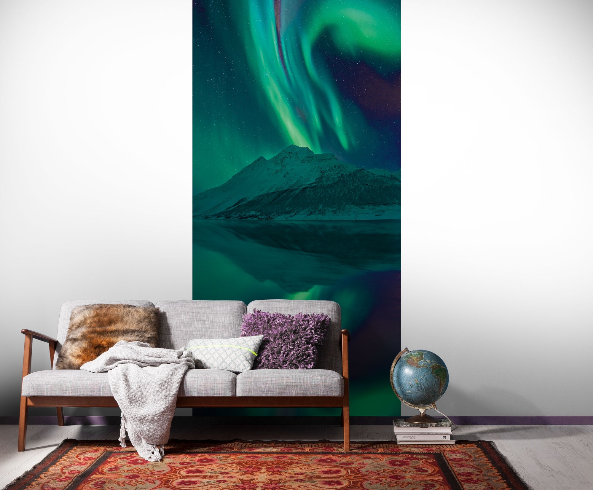 Fototapeta zorza polarna zielonymIniebieskim - 100 x 250 cm - SANDERS &amp; SANDERS