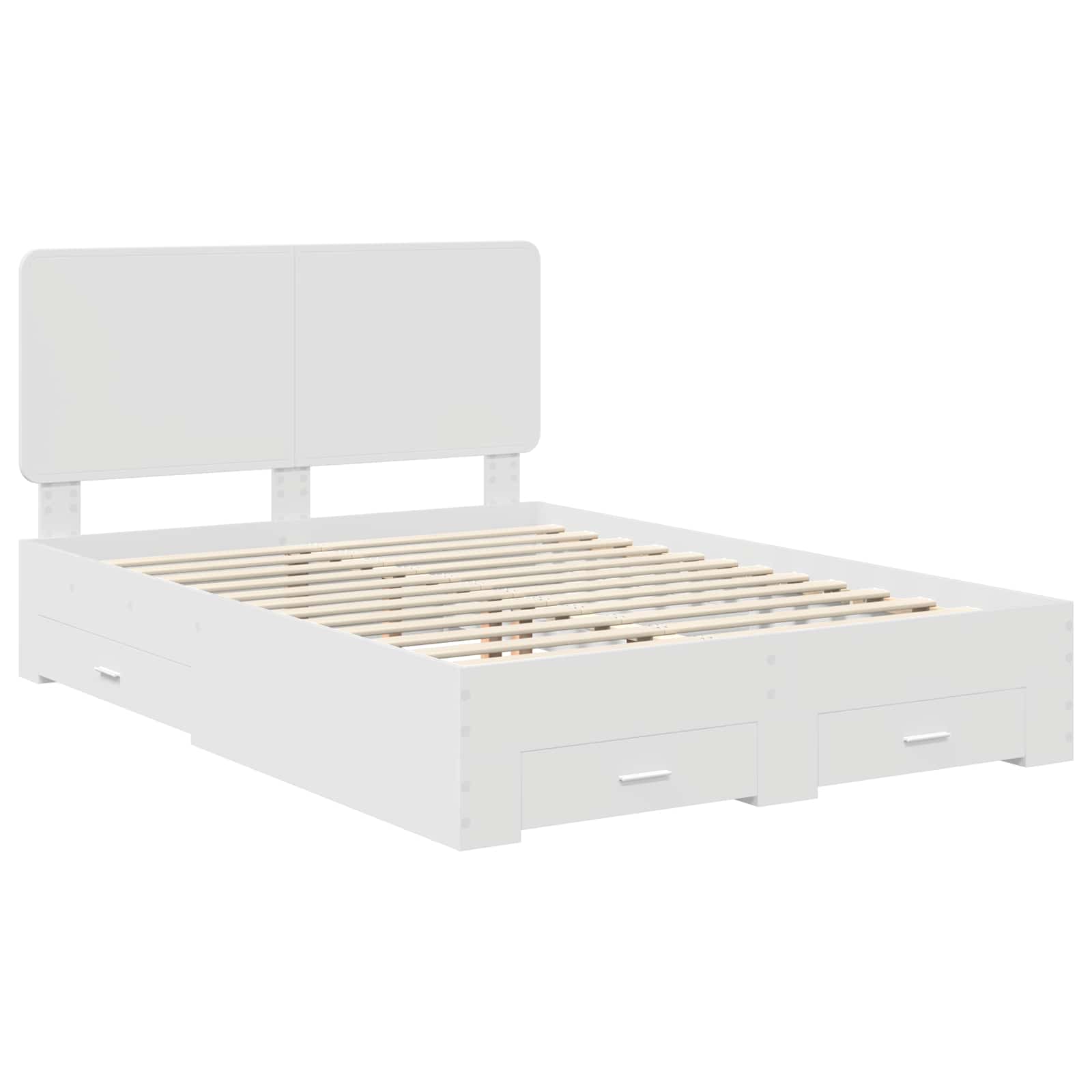 Cadre de lit avec tiroir Blanc 140 x 190 cm Bois d'ingénierie - 4