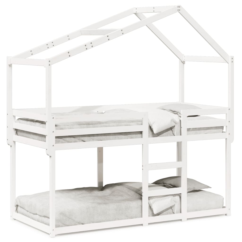 Lit superposé avec toit blanc 75x190 cm bois massif de pin - 2