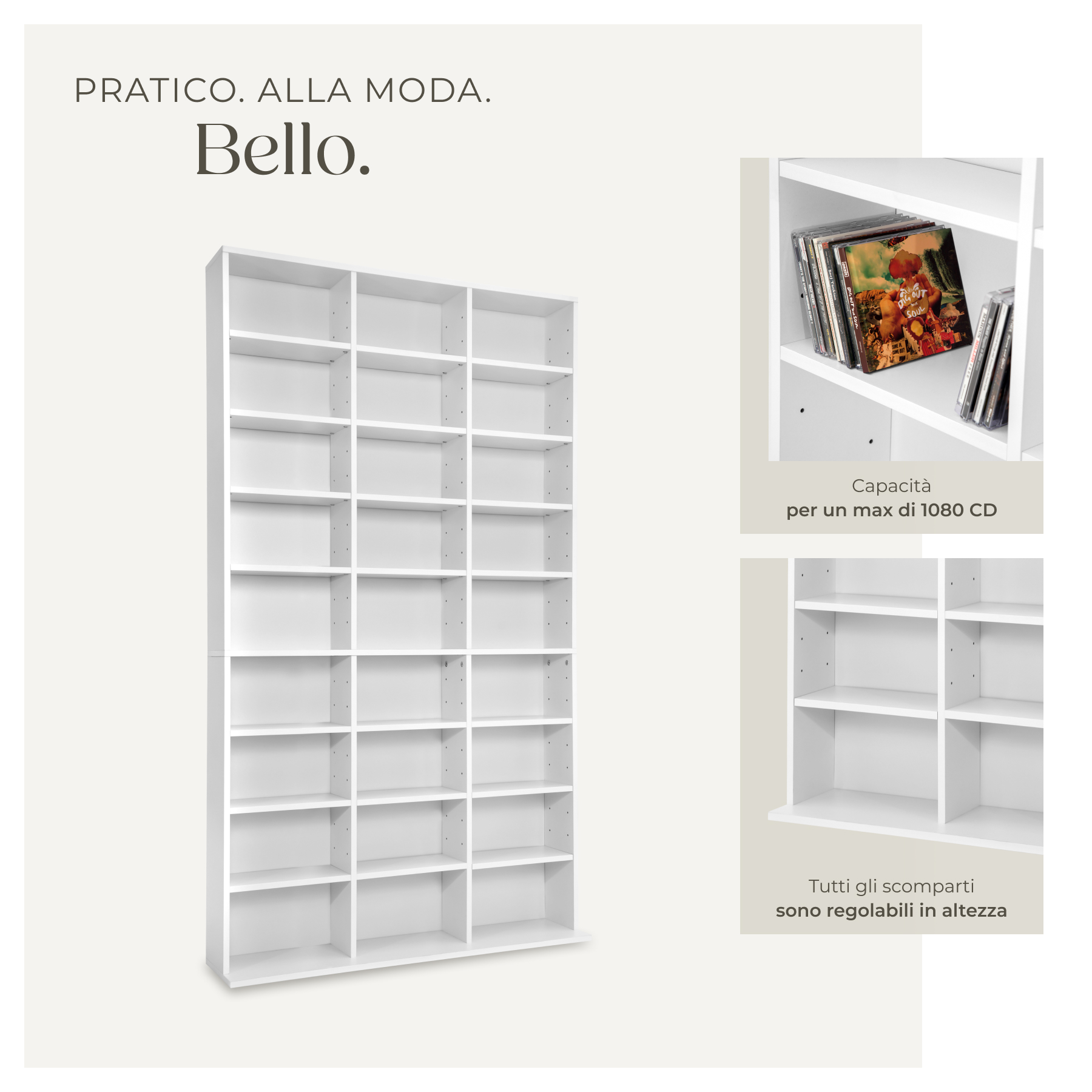 Scaffale in legno MDF per DVD CD 180 x 102 x 23,5 cm TECTAKE - 4