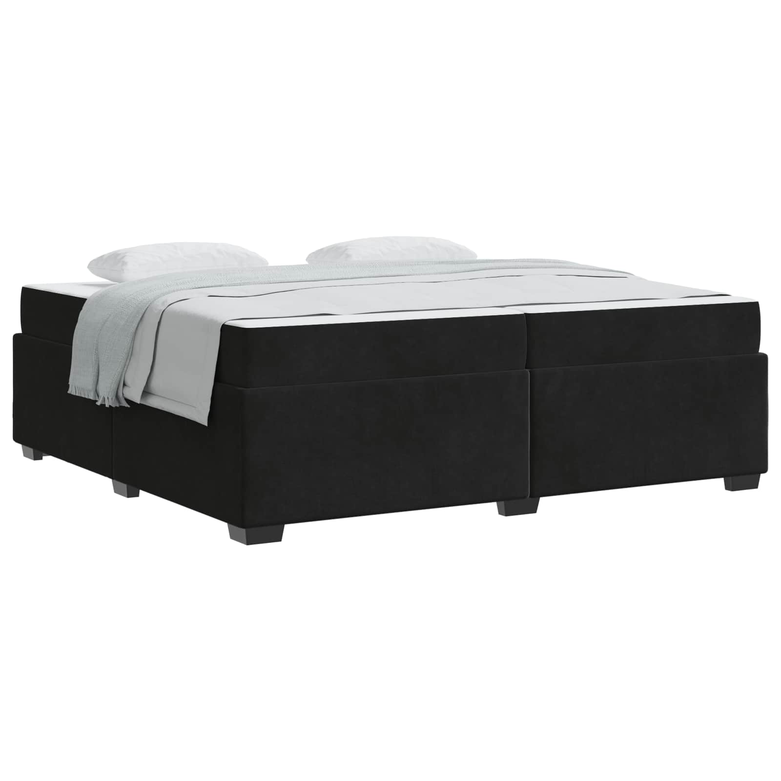 Cadre de lit avec matelas en tissu noir pour la chambre, 200 × 200 cm - 2