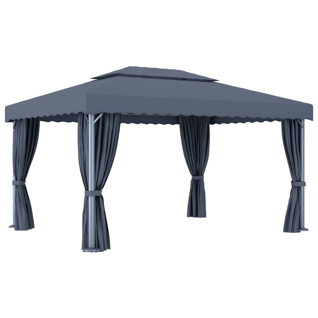 Maison Exclusive - Gazebo con Tende 4x3 cm Antracite Alluminio - 5