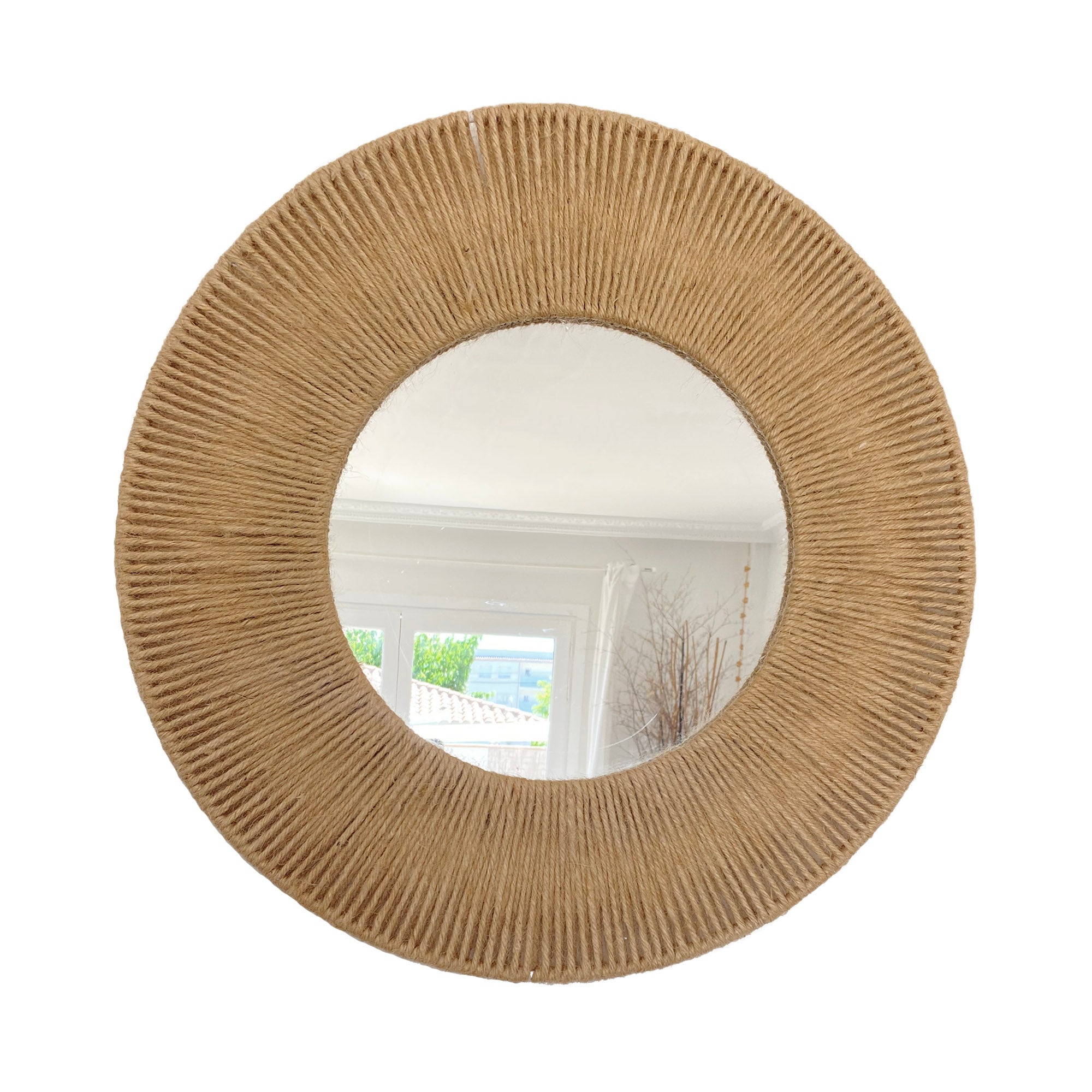 Lustro dekoracyjne z sznurkiem jutowym - MIRROR DONUT całkowity 70 cm