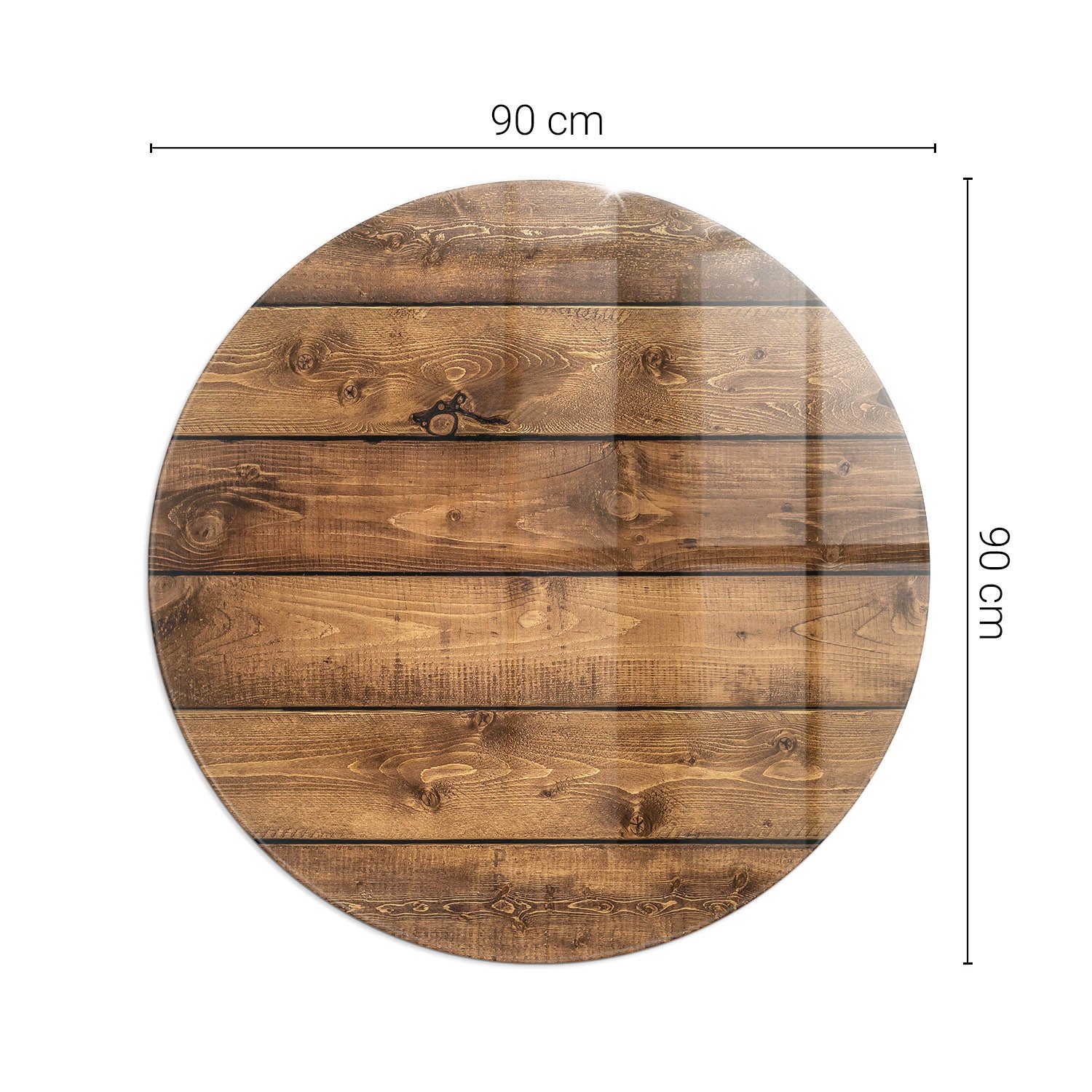Okragła podkładka na podłogę ze szkła hartowanego - fi 90 cm - Deska drewniana w słoje - TULUP - 2