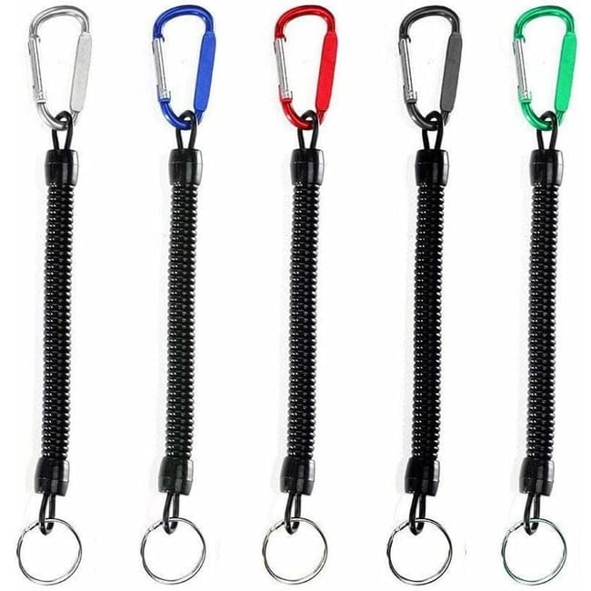 Lot De 5 Cordons élastiques De Sécurité Pour Pêche – Rétractables – Avec Mousqueton – Multicolores – Résistant à La Corrosion
