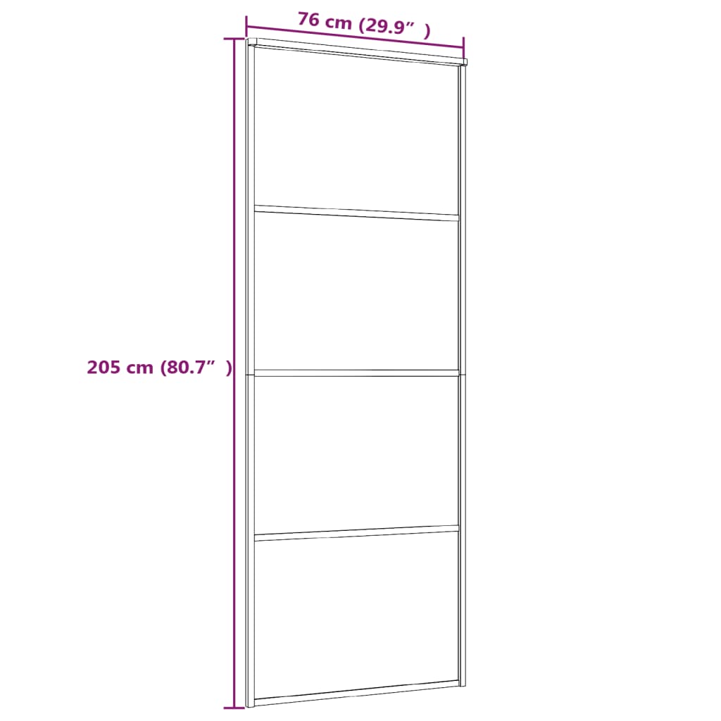 Puerta corredera | Puerta de la cocina ESG vidrio y aluminio negra 76x205 cm CFW31230 - 5