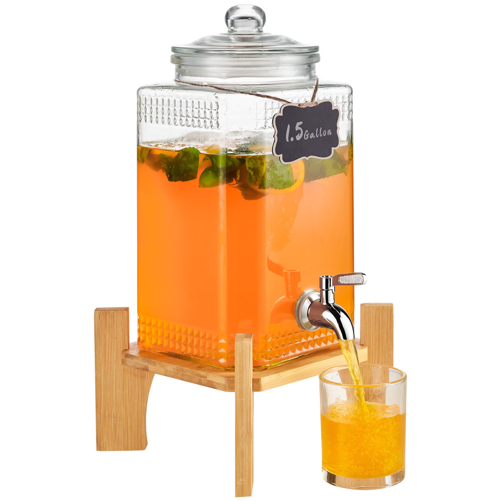 Support En Bambou Pour Distributeur De Boissons - Diamètre 21.5 Cm, Stable, Idéal Pour Carafes, Seaux à Thé Ou Boissons - 10