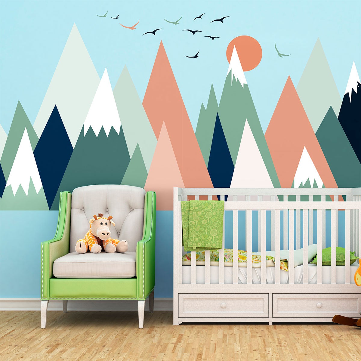 Vinilo niño escandinavo de montaña nolwka - adhesivo de pared - revestimiento sticker mural decorativo - 90x135cm - 6