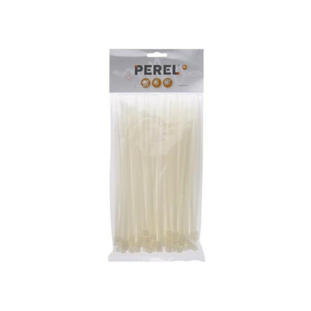 JEU DE SERRE-CÂBLES EN NYLON - 4.6 x 200 mm - BLANC (100 pcs) - 2