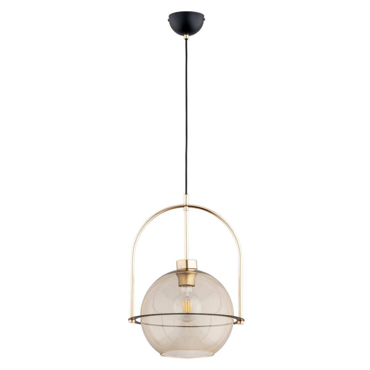 Lampa wisząca Leria złoto-czarna-bursztynowy 1xE27x15W wym: 95 x 30,5 x 30,5 cm metal Alfa