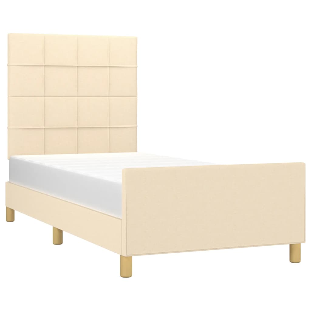Cadre de lit sans matelas en tissu crème, pour la chambre, 100 × 200 cm - 3