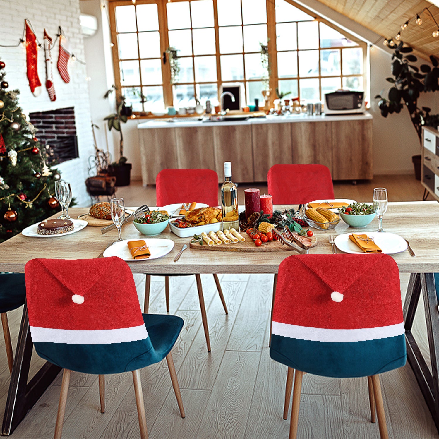 Copri sedia set di 6x coprisedia Copri sedia di Natale per la decorazione della festa Dner coprisedia - 5