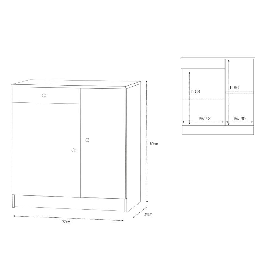 Armoire de salon multifonctionnelle bureau 2 portes 4 compartiments tiroir Kyn - 4