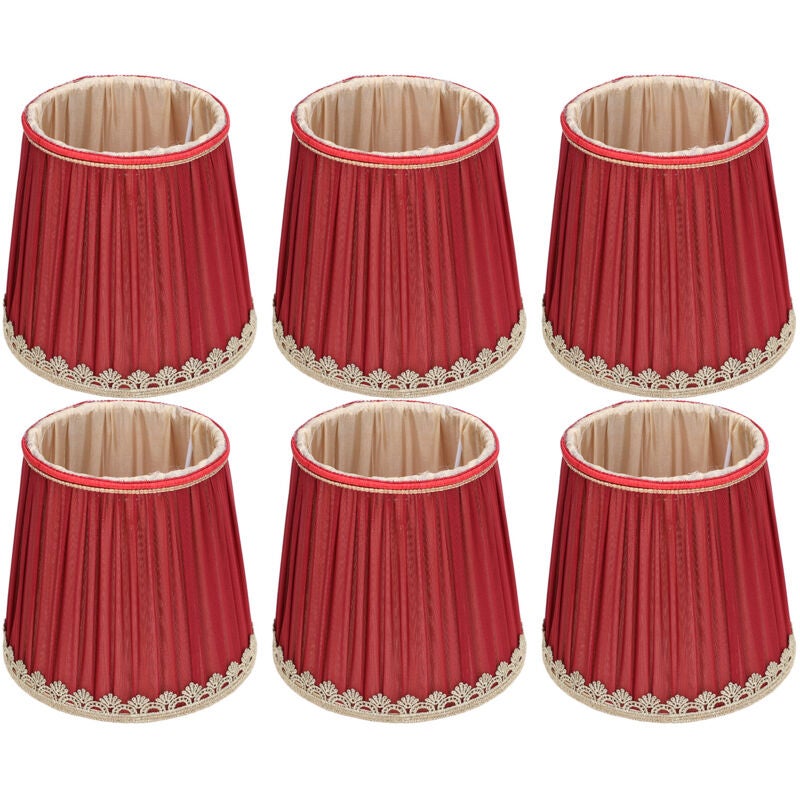 Set 6 Piccoli Paralumi In Lino Beige Per Lampadine E14 – Per Lampadario, Applique, Lampada Da Tavolo