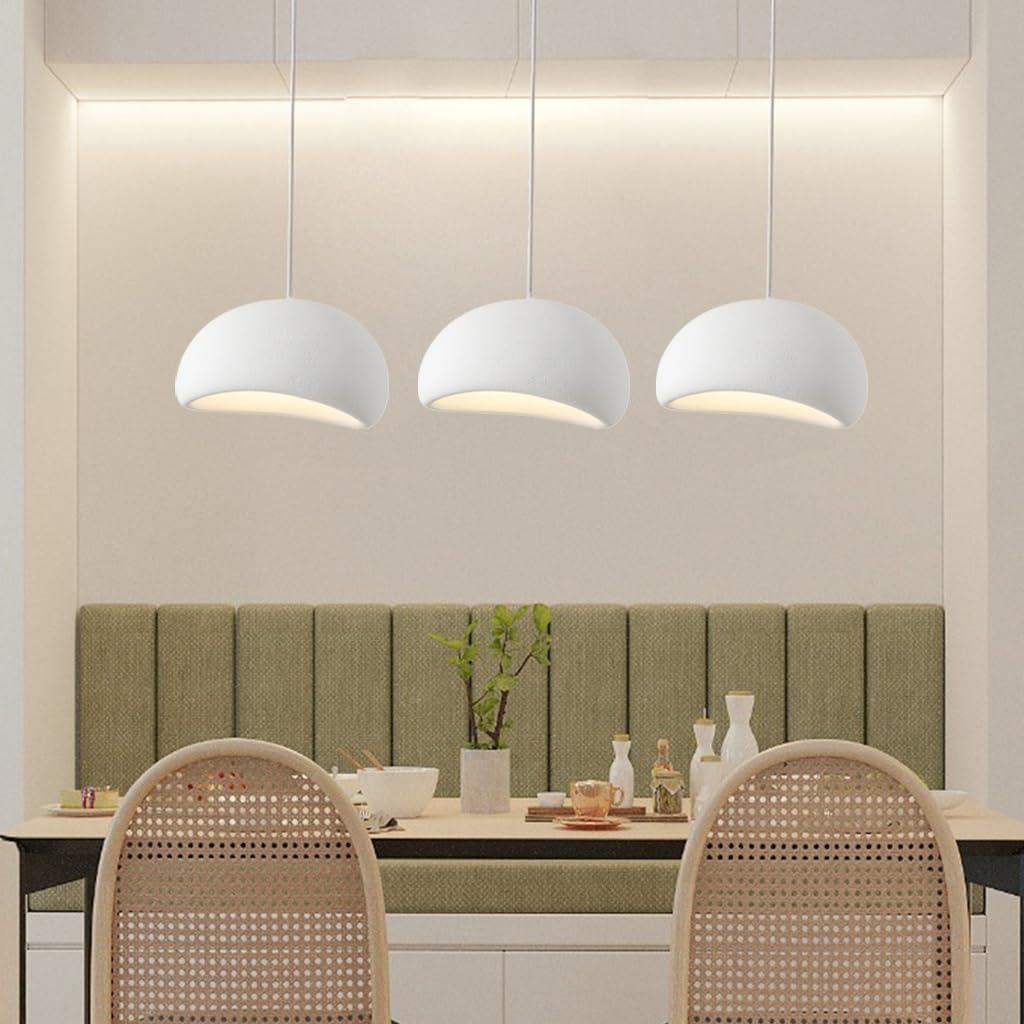 Lampe Suspendue Moderne pour Salle à Manger, Cuisine, Couloir, Restaurant Lampe Suspendue E27 Base Japonaise Wabi-Sabi Style(Blanc,30cm) - 5