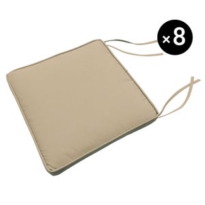 Lot De 8 Coussins De Chaise 40x40 Cm - Intérieur/Extérieur, Polyester/Coton, Attaches - Jardin, Terrasse, Salle à Manger (Vert)