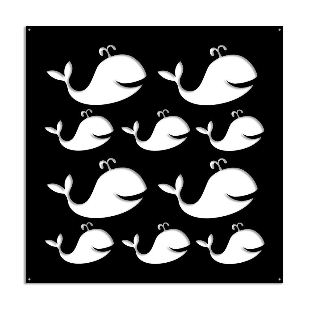 WIELORYB - Panel perforowany z PVC - Osłona przeciwsłoneczna - Rozmiar 98x98 cm - Grubość 1 cm - Kolor CZARNY