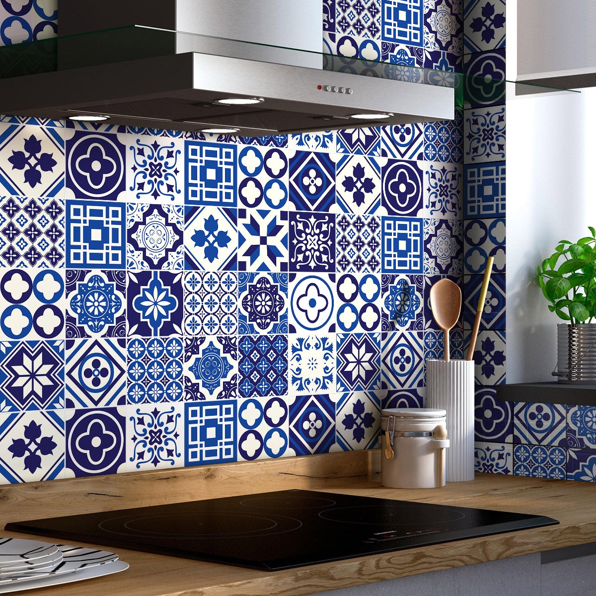 24 vinilos baldosas de cemento azulejos grenina - adhesivo de pared - revestimiento sticker mural decorativo - 24stickers10x10cm