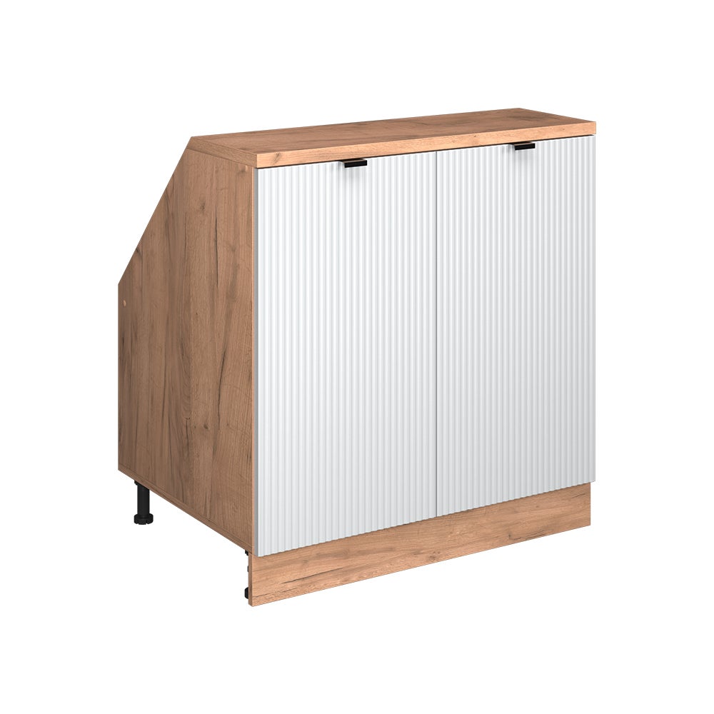 Vicco armario de cocina para techo inclinado r-line, ondulación blanca, 80 cm con 2 puertas, 60 cm de profundidad
