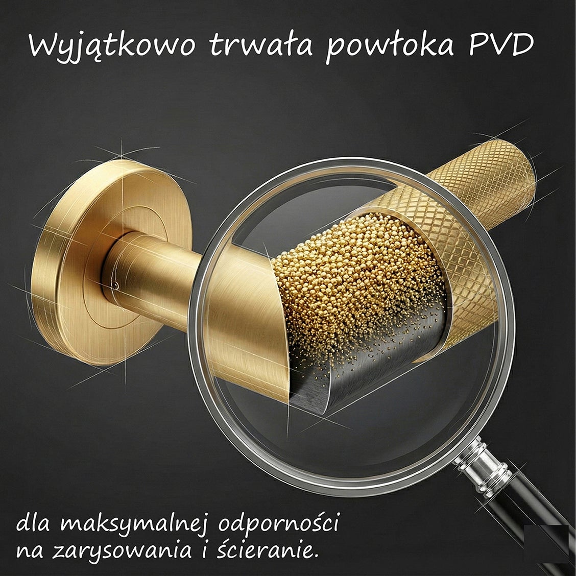 złota klamka BAUHAUSE komplet z rozetami łazienkowymi (WC), stal nierdzewna PVD - 4