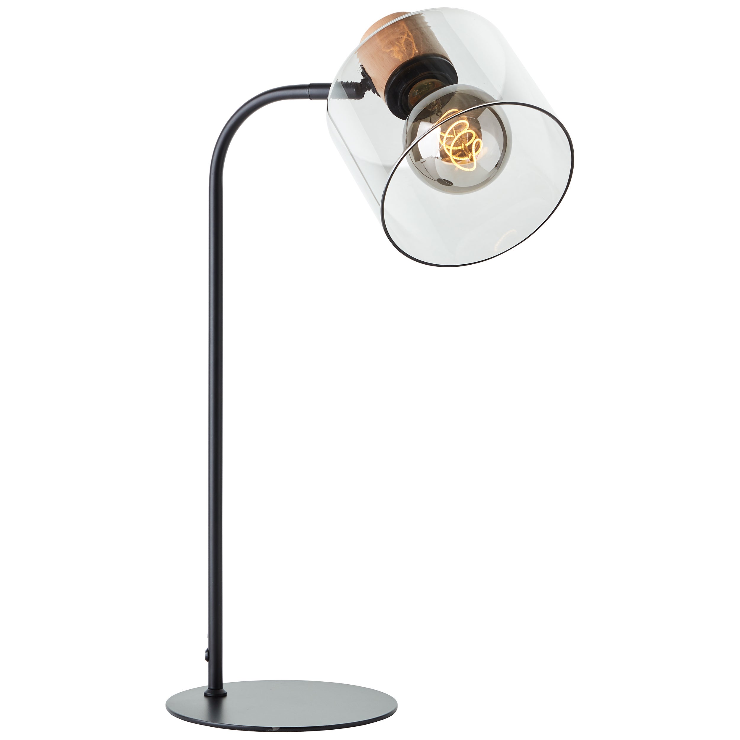 Brilliant Weald lampa stołowa czarny/dymny/drewno metal/szkło/drewno włącznik przewodu 1x A60, E27, 40 W, nadaje się do zwykłej żarówki (brak w zestaw - 3