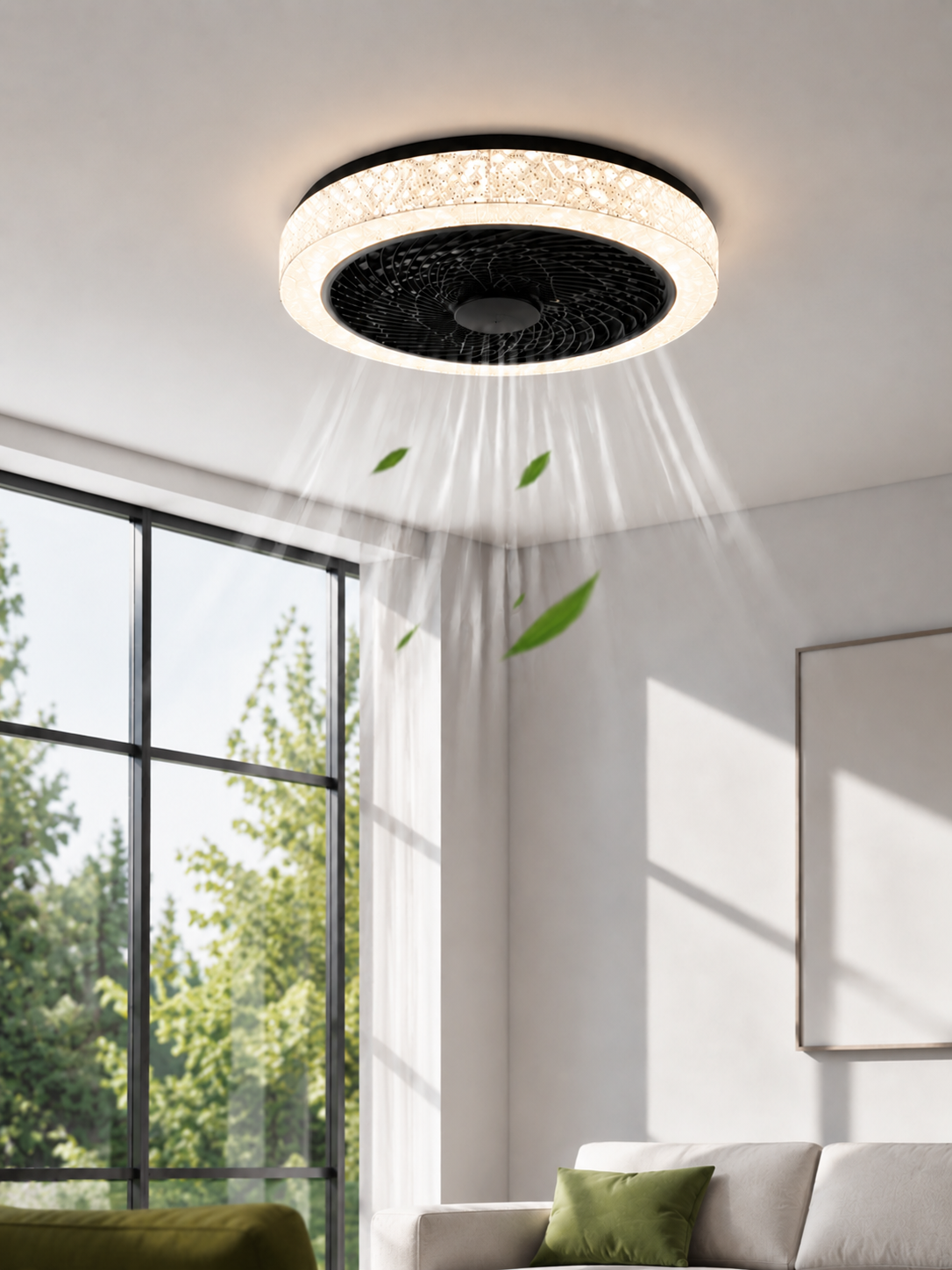 NETTLIFE Lampowentylator LED 39,5cm 34W Cichy Pilot Timer Ściemnialny CCT 3000-6000K Nowoczesna Lampa Sufitowa z Wentylatorem do Salonu Sypialni