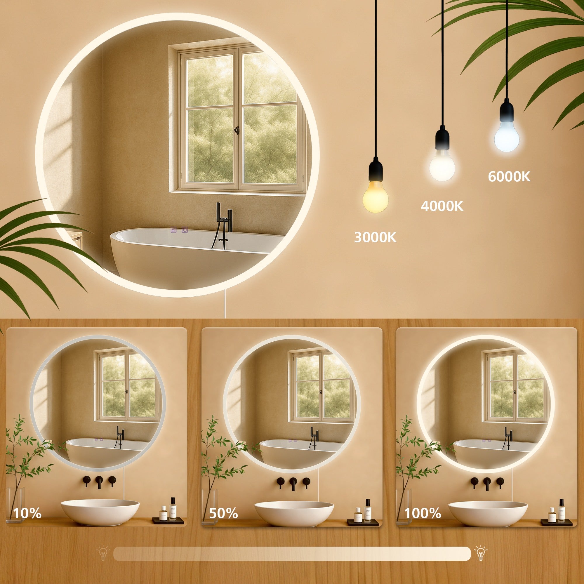 CLP Miroir De Salle De Bain Laconia Rond Antibuée éclairage