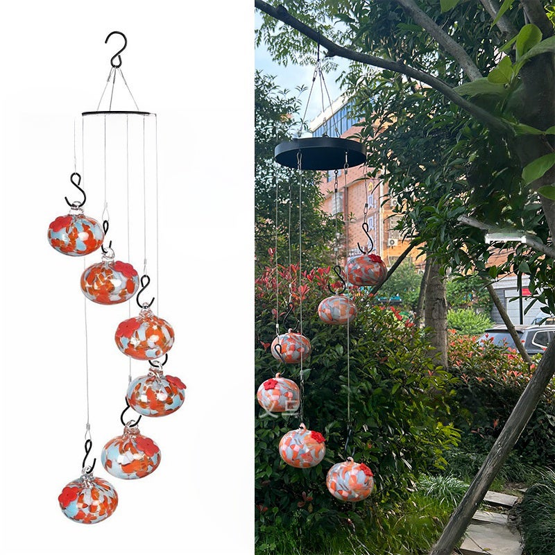 Wiszący karmnik dla kolibrów, karmnik dla ptaków, dekoracja ogrodowa [pomarańczowy]