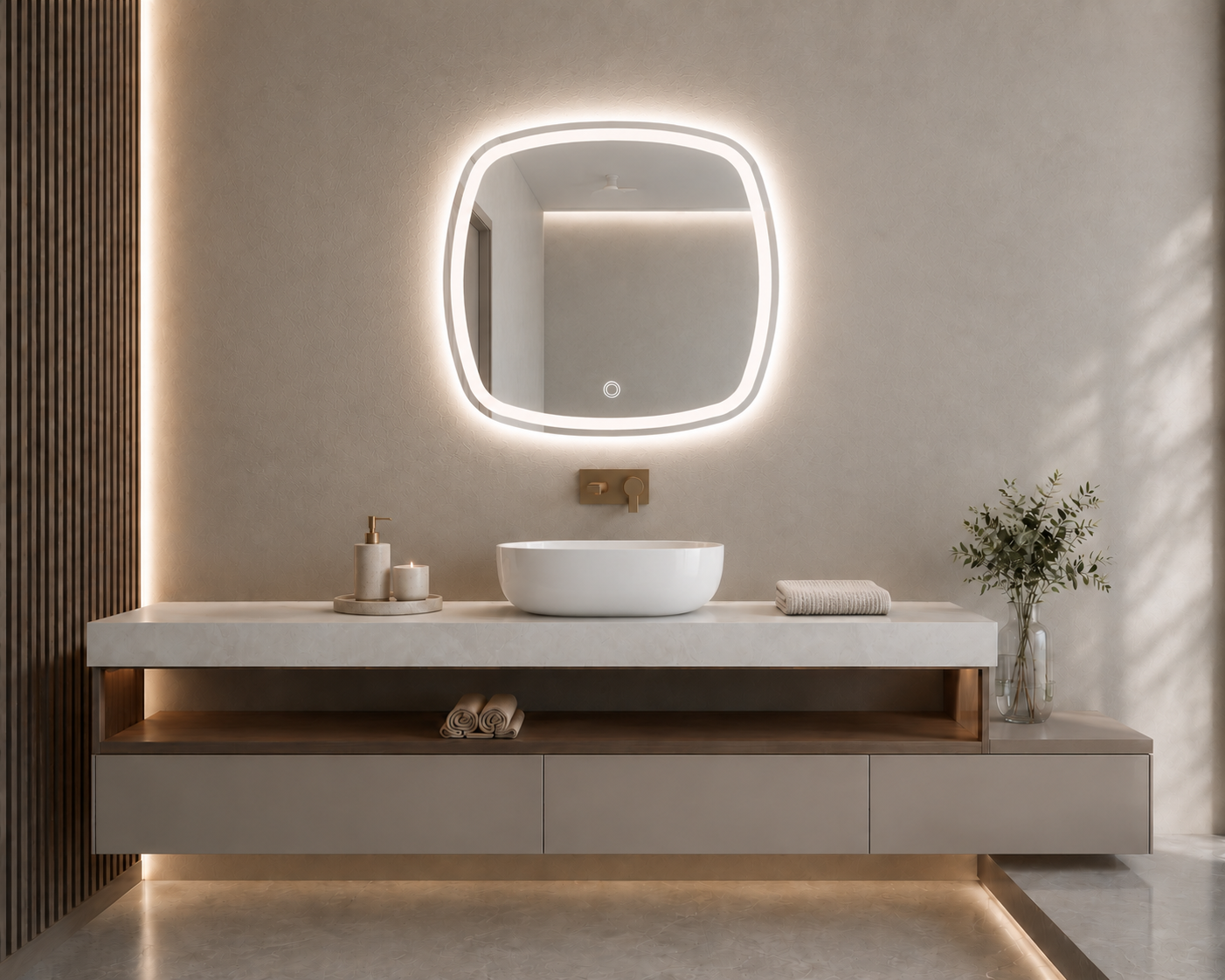 SMOOTH LINE LED lustro z oświetleniem LED, bez ramy 80x80 cm