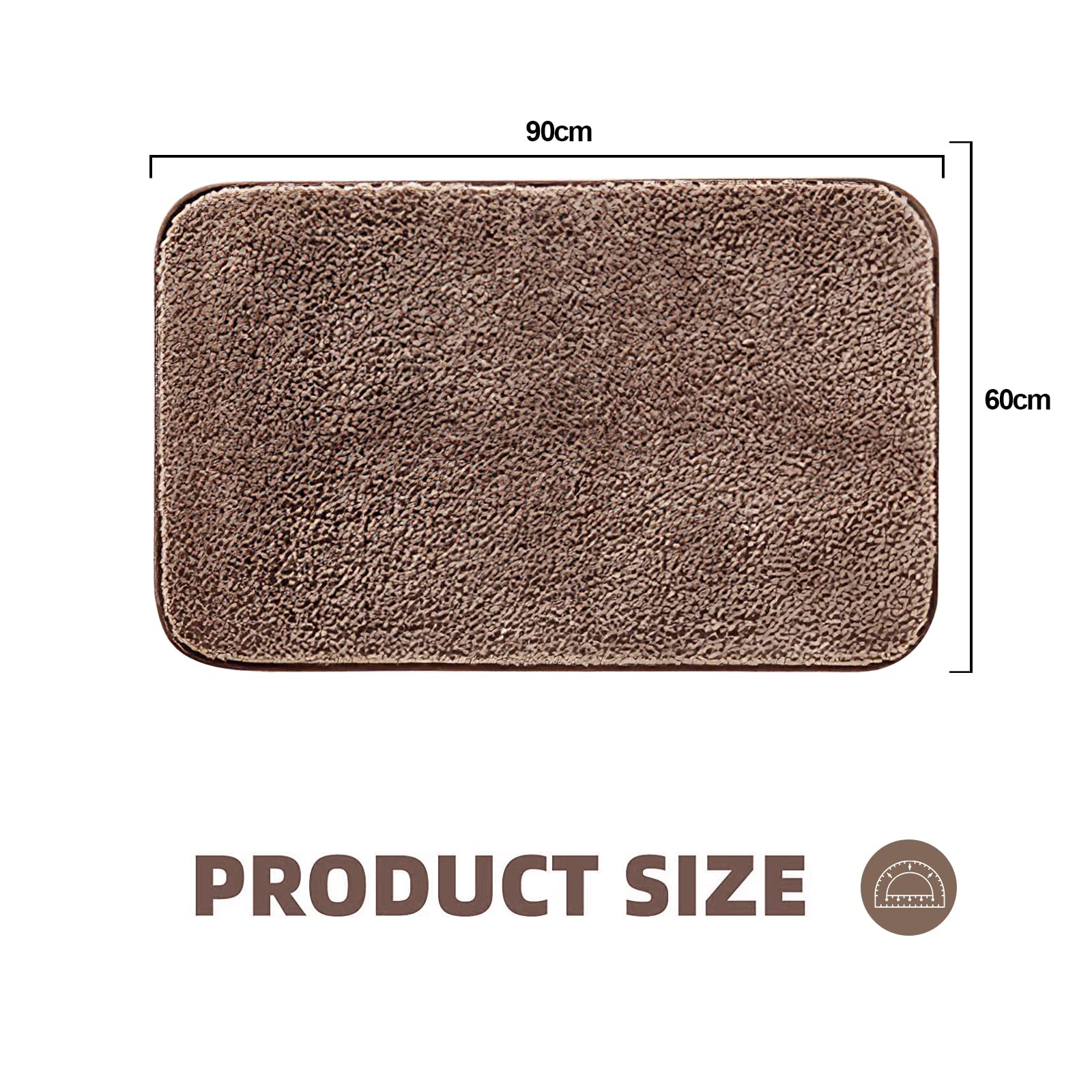 GONICVIN Tappeto Da Bagno 60x90 Cm - Microfibra Ultra Morbida, Assorbente E Antiscivolo, Lavabile, Marrone Chiaro