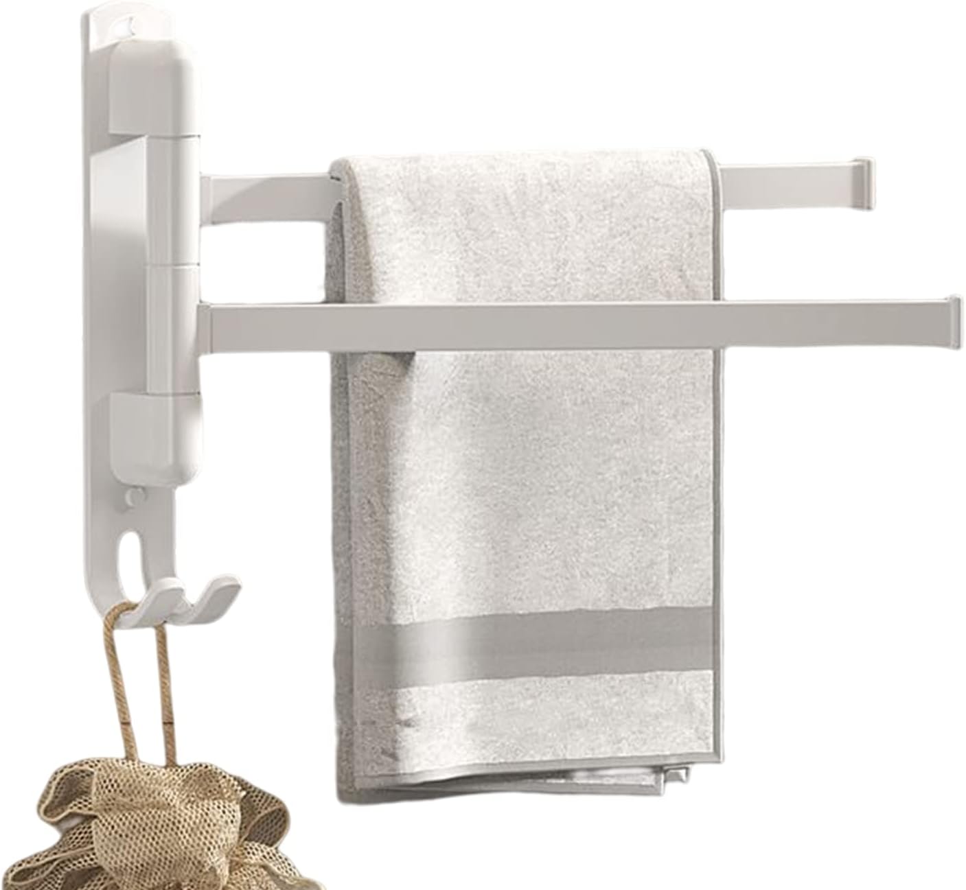 Samoprzylepny wieszak na ręczniki ze stali nierdzewnej z obrotem o 180° i 2 ramionami do łazienki i kuchni