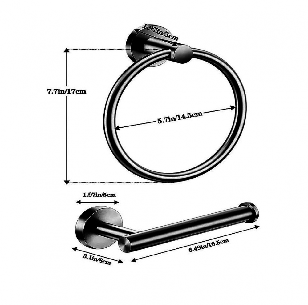 Set Bagno 5 Pezzi In Nichel Spazzolato – Porta Asciugamani, Porta Carta Con Ripiano E Ganci, Acciaio Inox