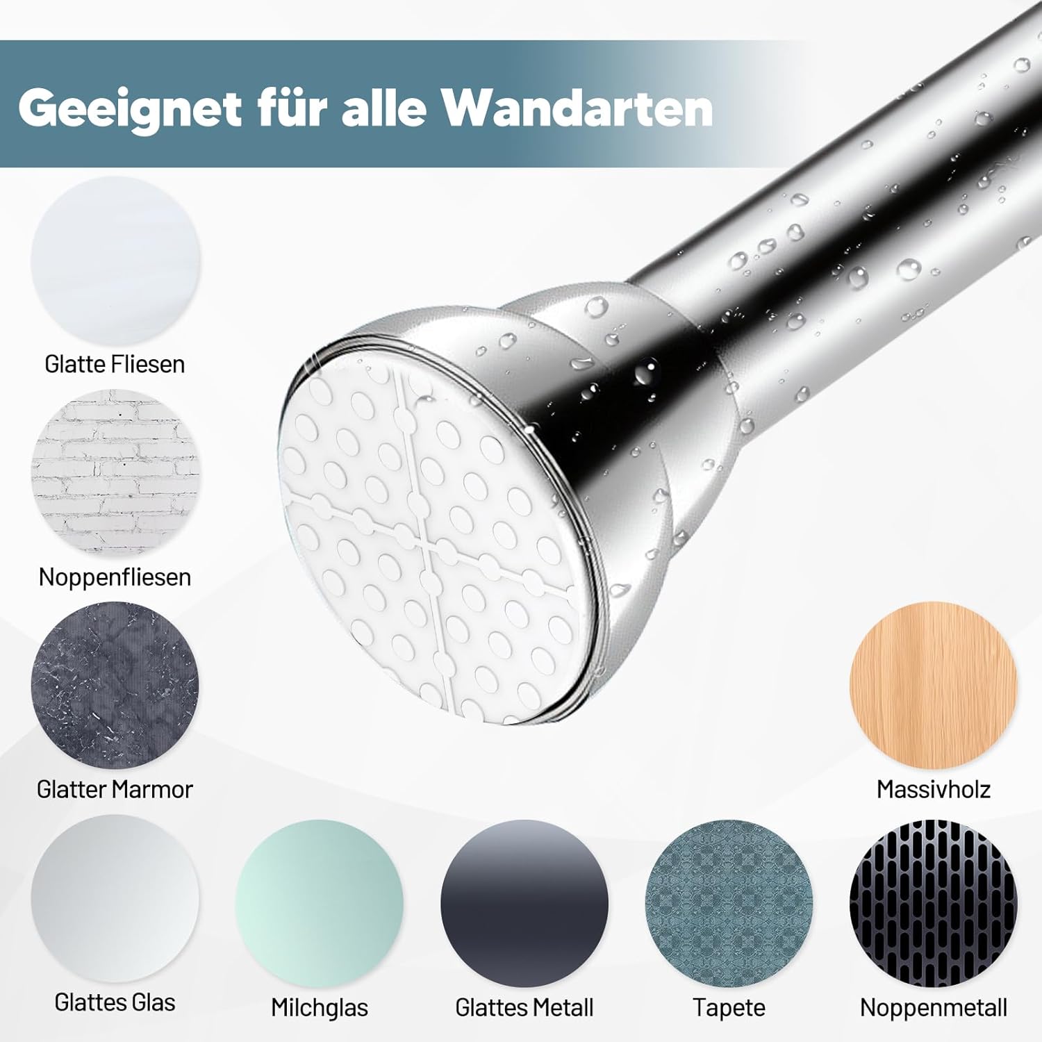 Tringle à vêtements réglable sans perçage - Extensible - En acier inoxydable - Pour douche, balcon, salle de bain - 35 cm à 50 cm - 4