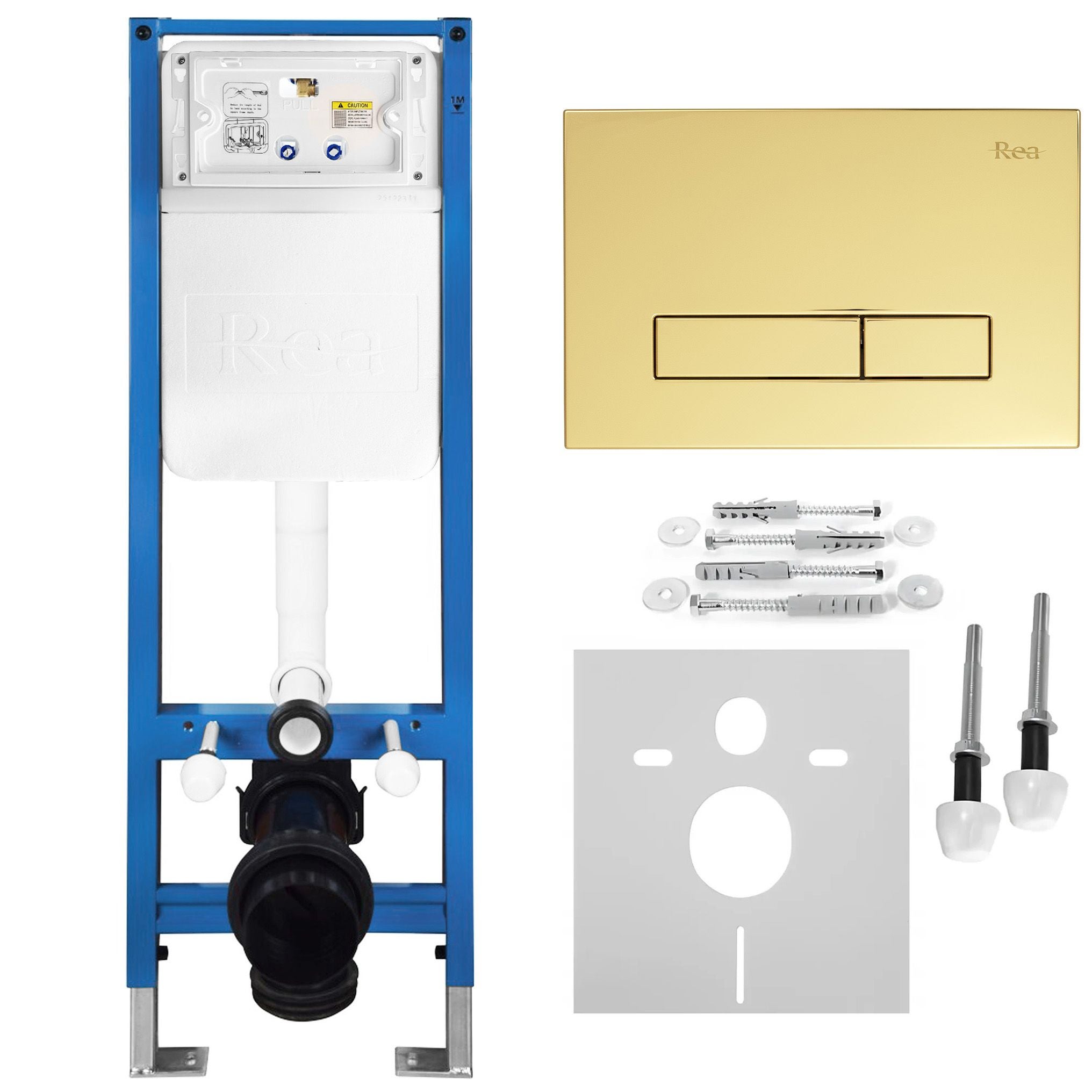 Rea Set Cadru Îngropat Slim 024n Pentru Wc Cu Buton Hd Gold