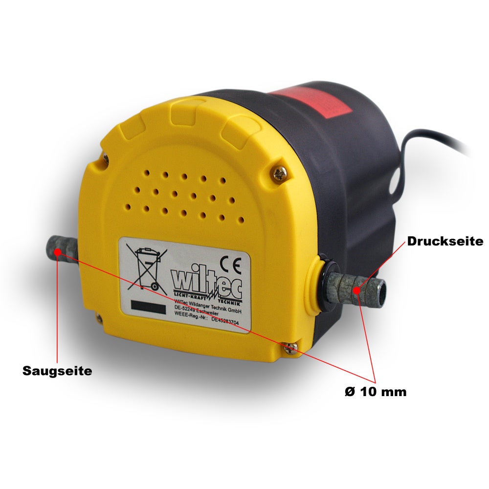 Wiltec Pompe d'aspiration à Fuel Diesel – 12 V / 60 W / 1,5 l/min – avec Tuyaux et bornes de batterie – Pour gazole et huile de diesel, vidange tra... - 3