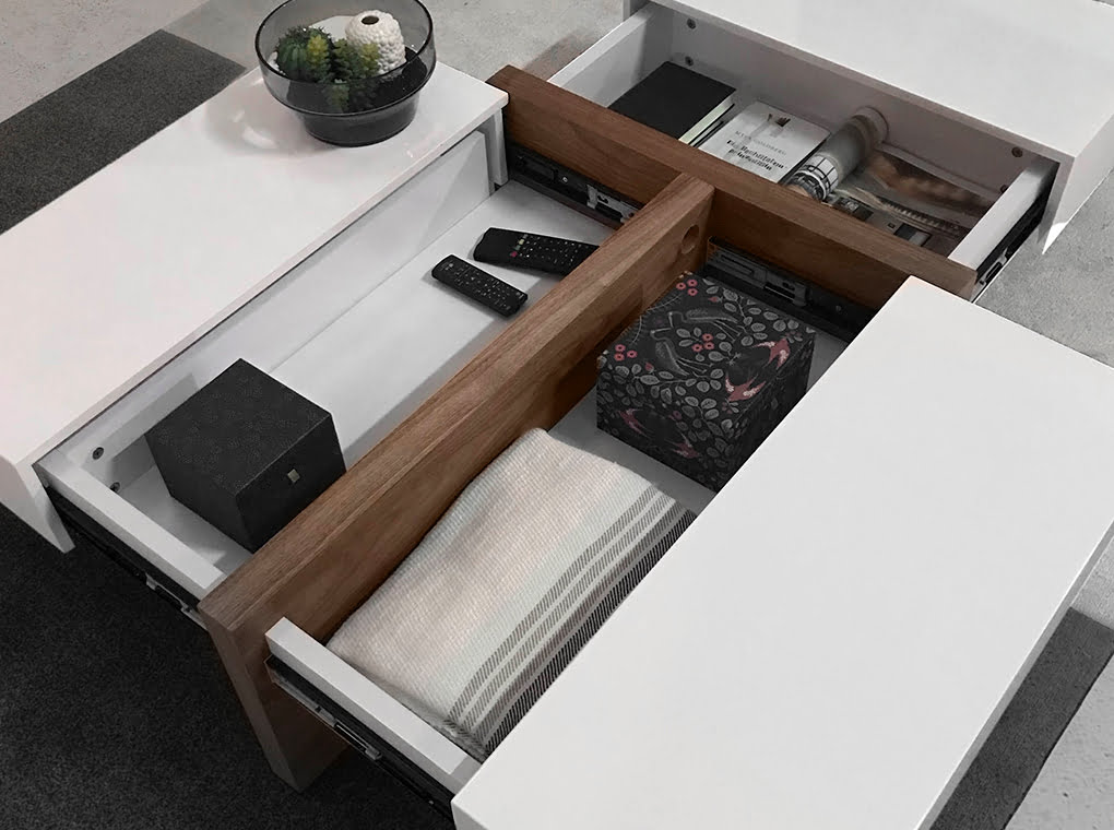 Table basse rectangulaire en bois blanc et noyer 120 x 70 x 35 cm - 9