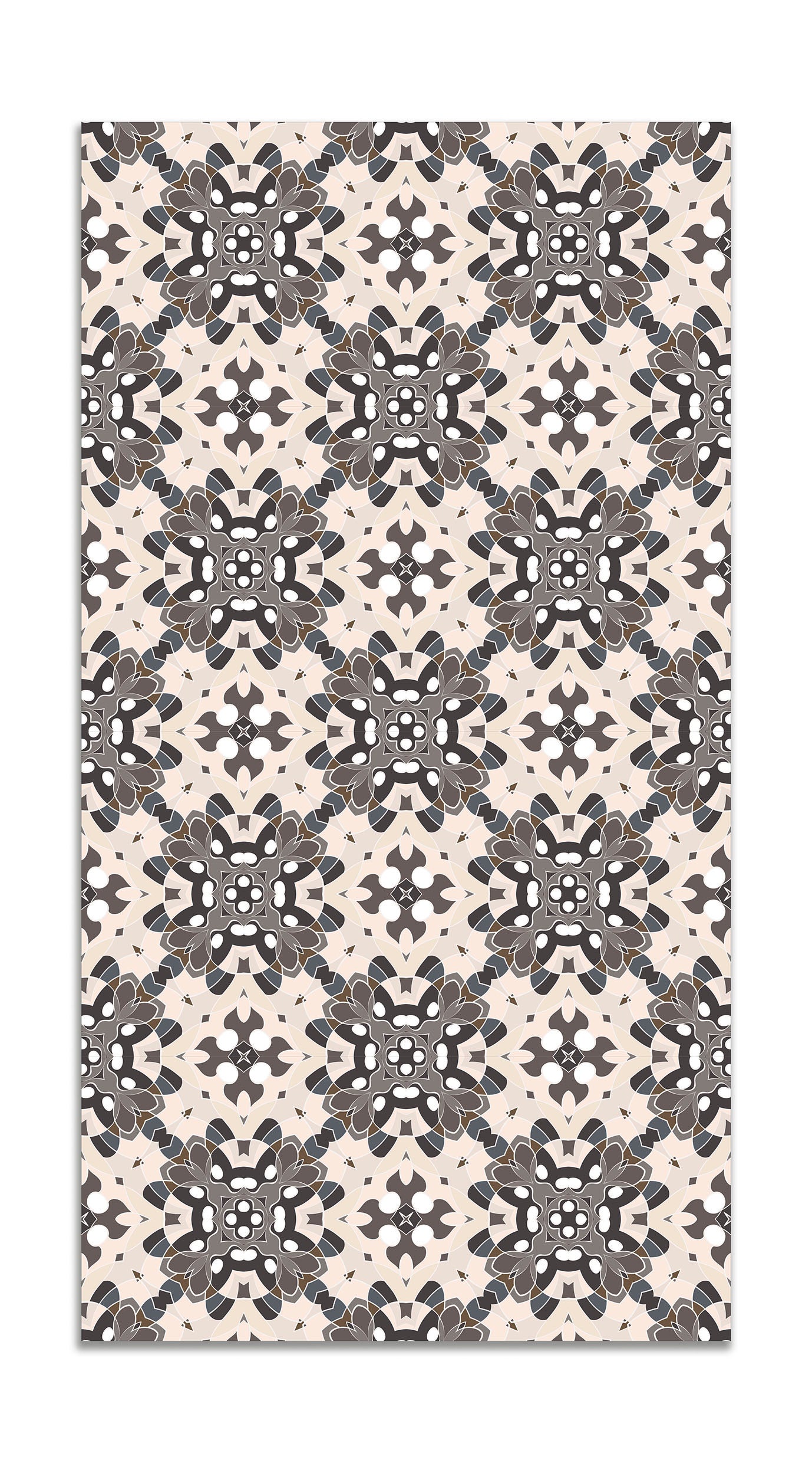 Panorama alfombra vinílica azulejo oriental gris 200x200 cm - alfombra cocina vinilo - alfombra salón antideslizante