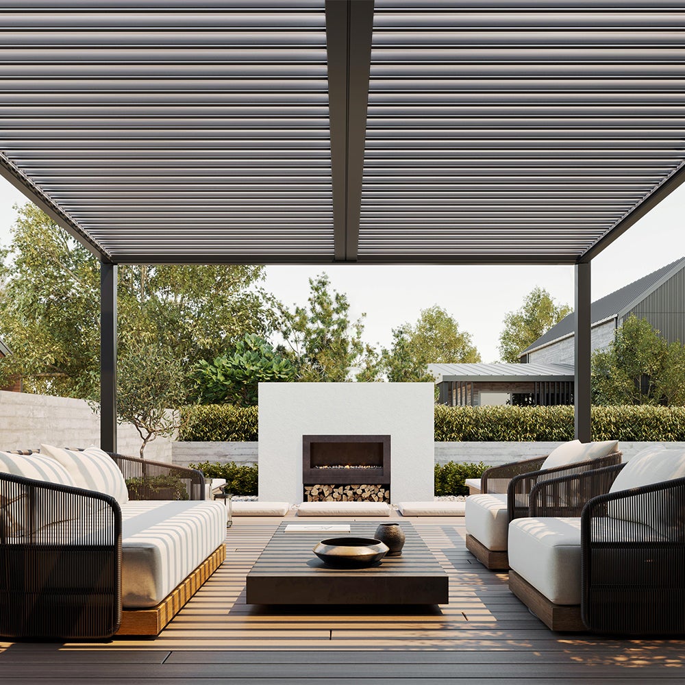Pergola bioclimatique adossée Anthracite en Aluminium 15.52 m² - 4