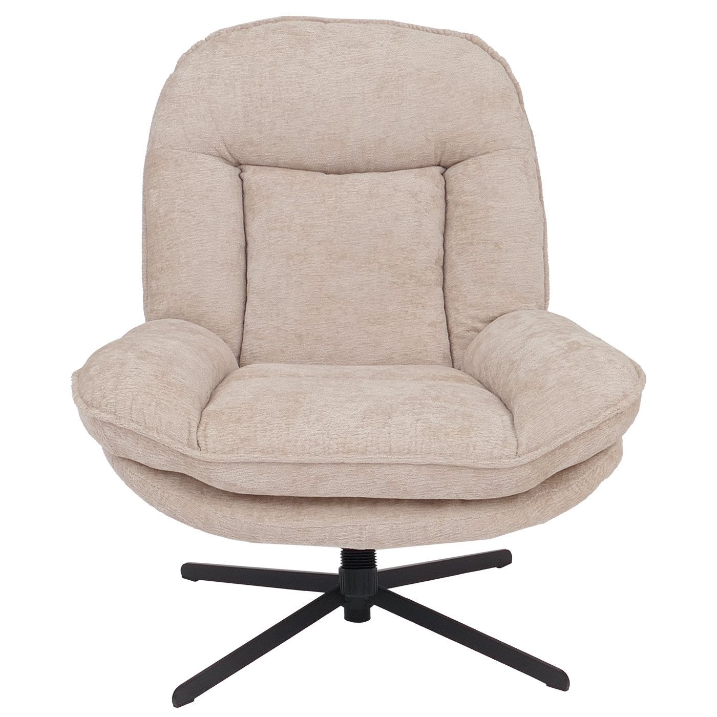 Fauteuil relax HWC-P32, fauteuil TV à suspension Nosag, fauteuil rembourré, pivotant, métal, tissu/textile chenille (370 g/m²) ~ crème - 5