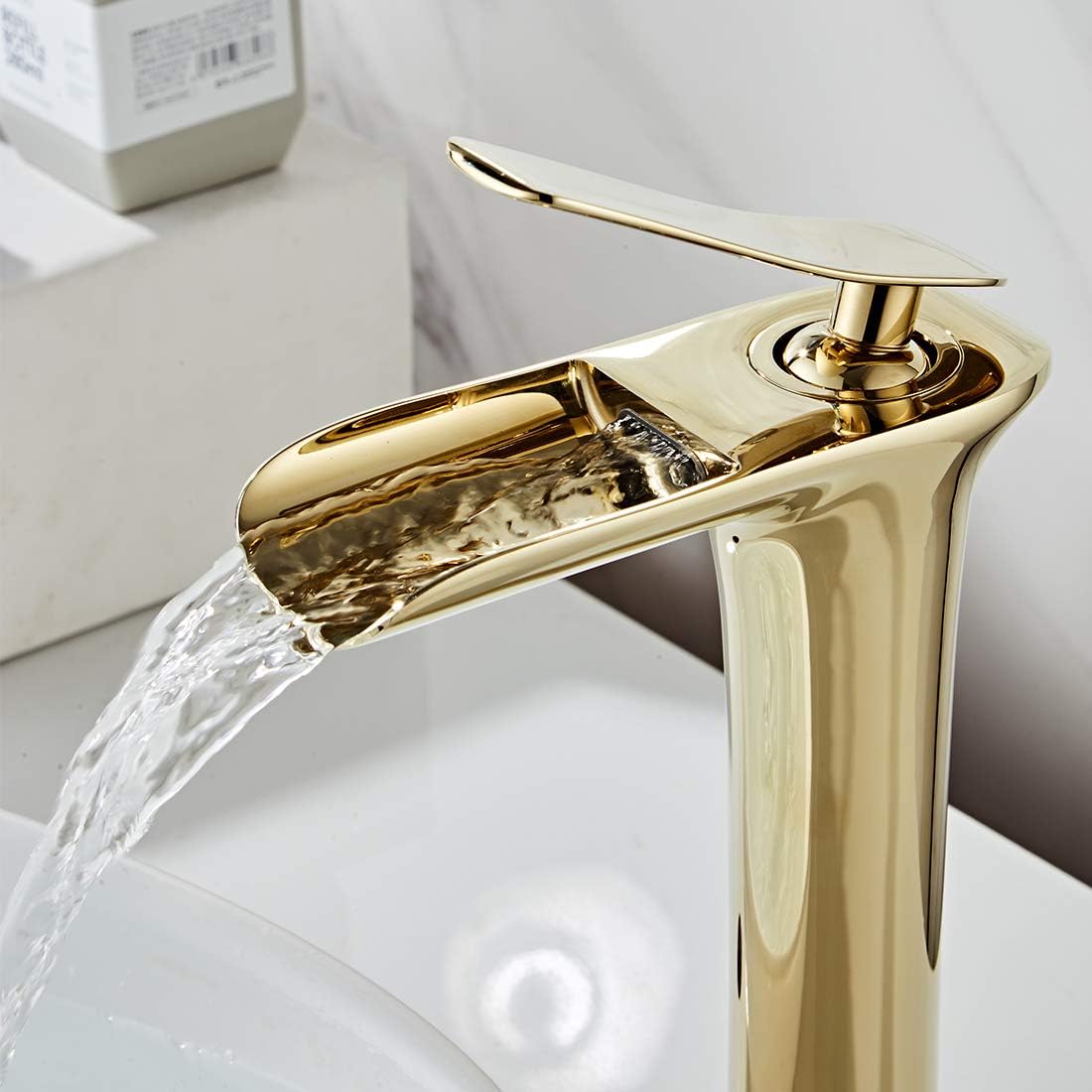 Robinet Salle Bain Cascade Robinet Lavabo Mitigeur Cascade Tobinet Haut Salle Bain Cascade Bassin Tobinet Salle de Bain Doré Robinet Lavabo - 4