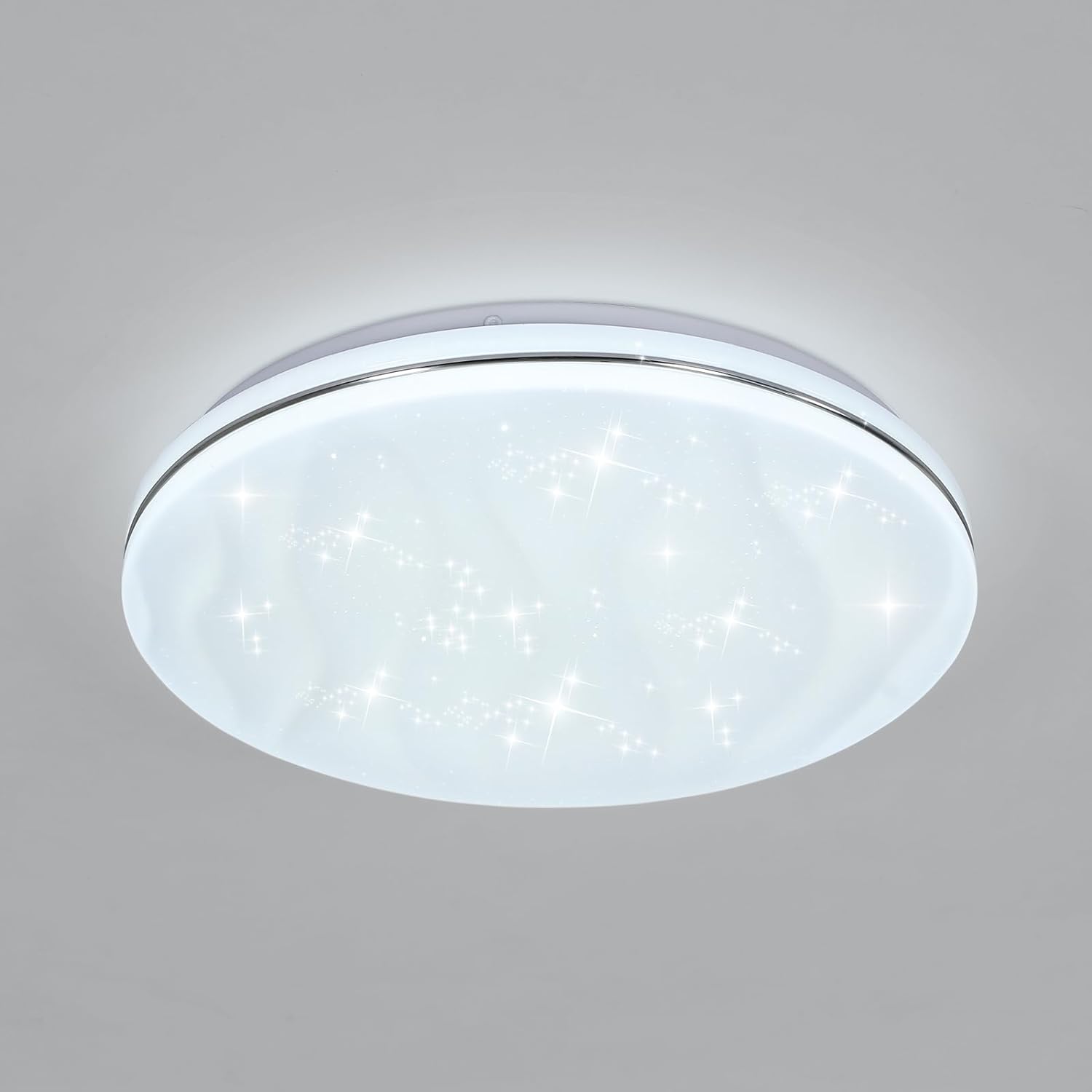 GOECO Lampa Sufitowa LED Gwiaździsta, 24W Lampa Sufitowa do Pokoju Dziecięcego 6500K, Nowoczesny Okrągły Żyrandol LED do Kuchni, Korytarza