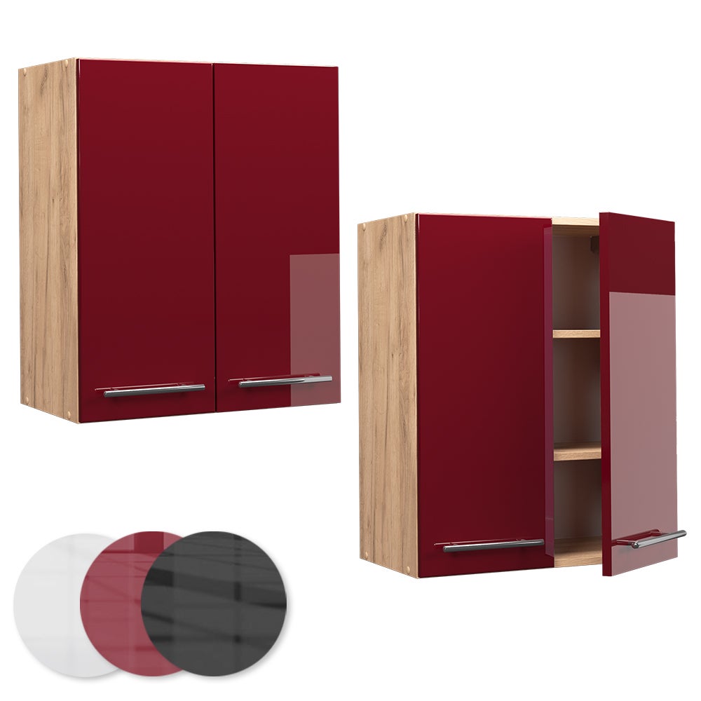 Vicco Elément haut de cuisine Fame-Line, Rouge bordeaux Haute brillance, 60cm - 5