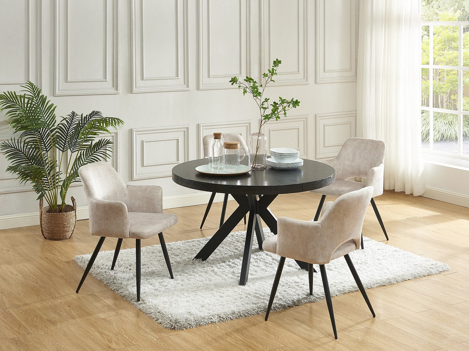 Vente-Unique  Mesa Extensible De Comedor 4 A 8 Comensales De Mdf Y Acero, Komoni Negro , Leroy Merlin