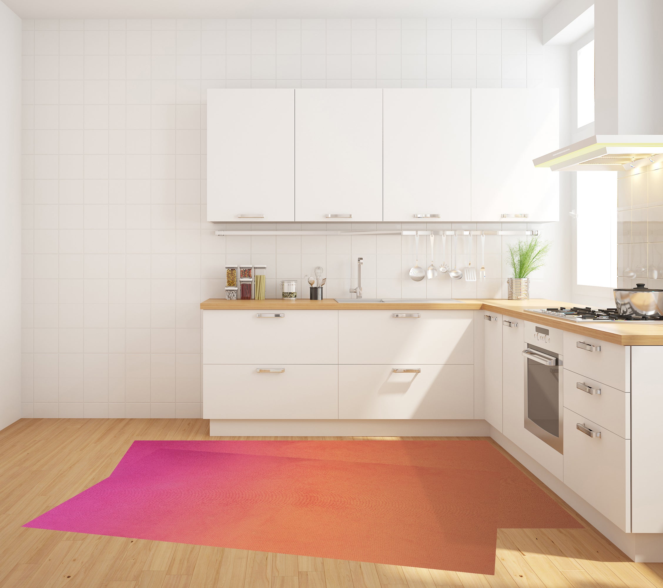 Winylowy dywan Turn Velvet Gradient Sunset 120x133 cm - antypoślizgowy dywan z PVC do kuchni lub salonu, zmywalny, nowoczesny styl