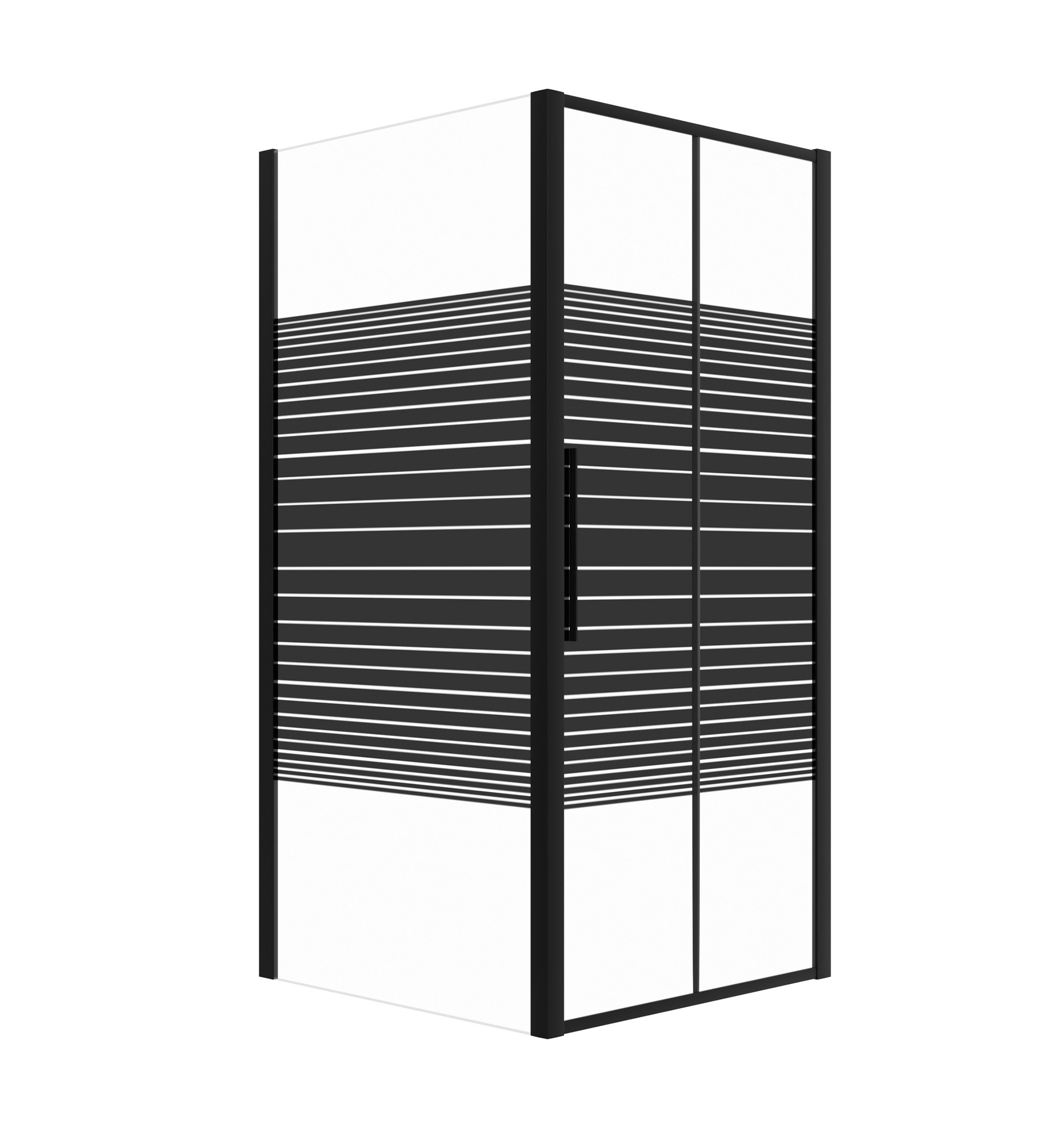 Kabina prysznicowa PYRUS prostokątna 90x80cm czarna z pasami SEVANTE
