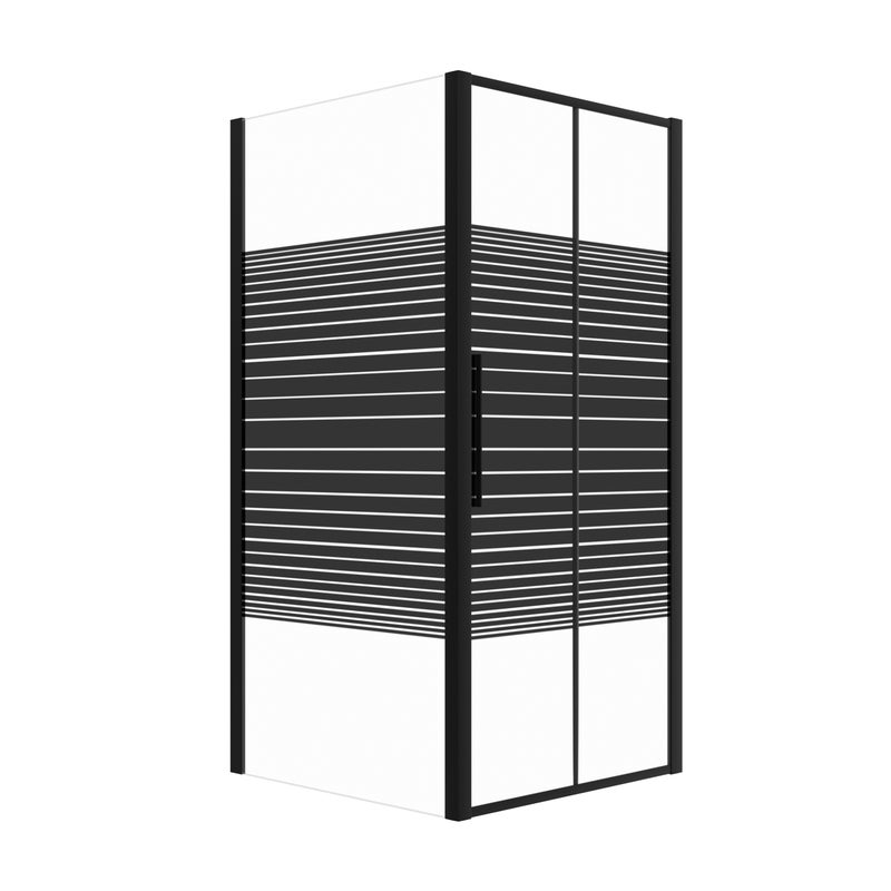 Kabina prysznicowa PYRUS prostokątna 90x80cm czarna z pasami SEVANTE