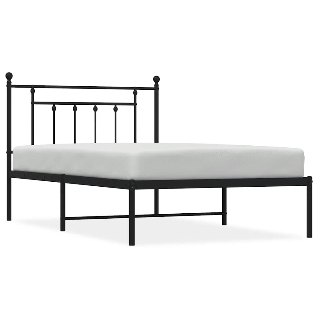 Łóżko Metalowe Czarne Rama Łóżka Ze Stelażem Do Pokoju Sypialni 100x200 cm